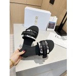 Dior webbing and woolen fitting slippers