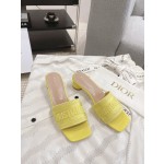 Dior silk style vintage embroidered leather sole slippers