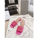 Dior silk style vintage embroidered leather sole slippers