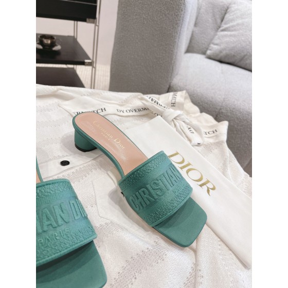 Dior silk style vintage embroidered leather sole slippers