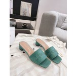 Dior silk style vintage embroidered leather sole slippers