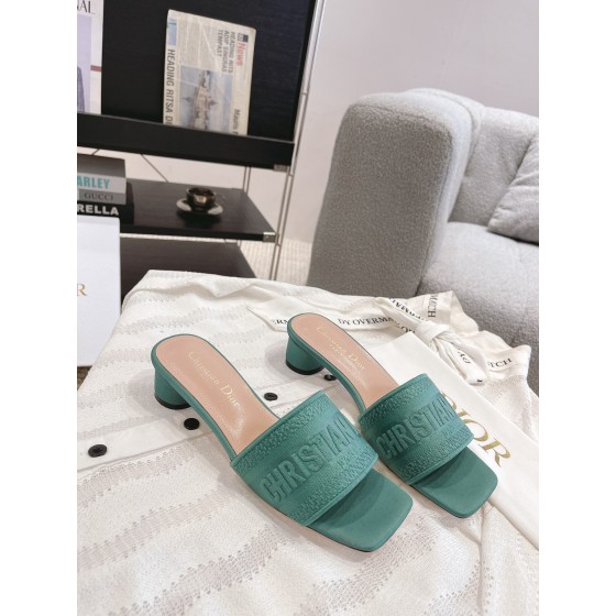 Dior silk style vintage embroidered leather sole slippers