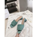 Dior silk style vintage embroidered leather sole slippers