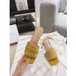 Dior silk style vintage embroidered leather sole slippers