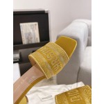 Dior silk style vintage embroidered leather sole slippers