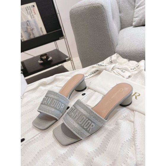 Dior silk style vintage embroidered leather sole slippers