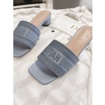 Dior silk style vintage embroidered leather sole slippers