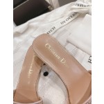 Dior silk style vintage embroidered leather sole slippers