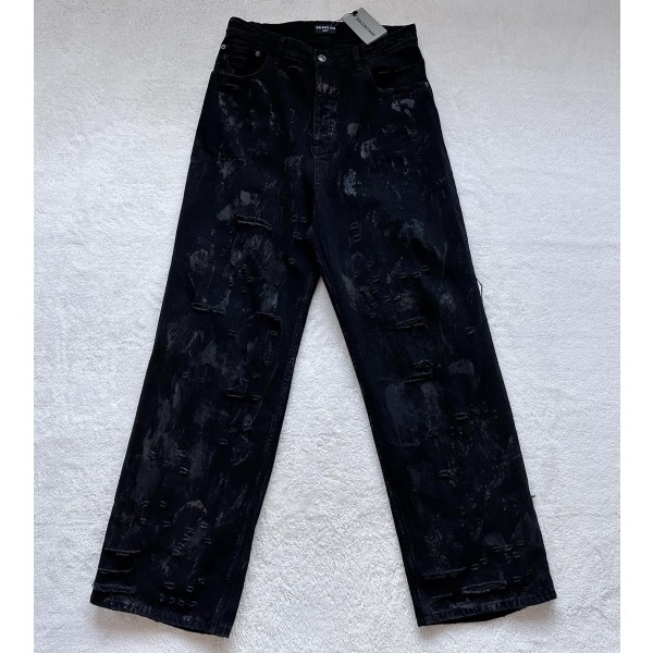 Balenciaga Mud Dyed Damaged Jeans