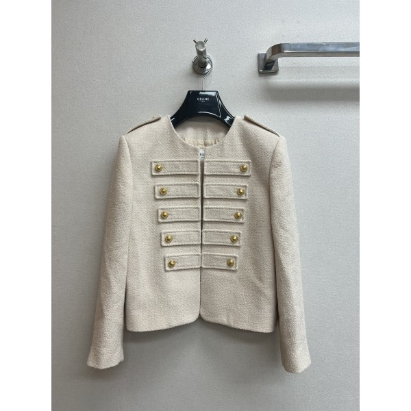 Celine - Early Autumn New Palace Style Round Neck Double breasted Coat