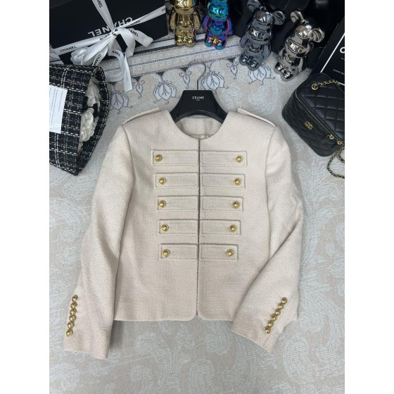 Celine - Early Autumn New Palace Style Round Neck Double breasted Coat