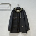 CHANEL hooded leather casual coat