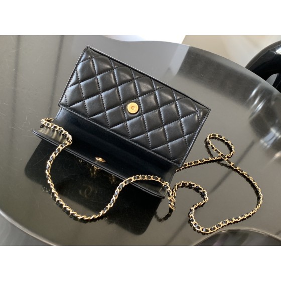 CHANEL 23a Black Gold Diamond Lion Phone Bag Model Number: 3426