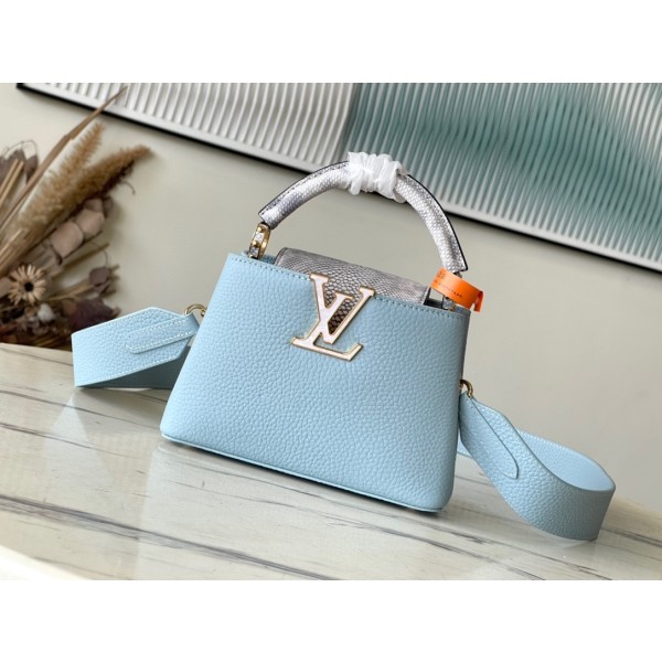 𝐋𝐎𝐔𝐈𝐒𝐕𝐔𝐈𝐓𝐓𝐎𝐍 M21166 Blue Snake Skin Fritillaria Mini This Capuchines BB handbag