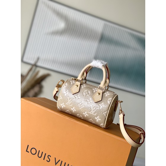 LOUIS VUITTON M82242 Gold This Nano Speedy Handbag