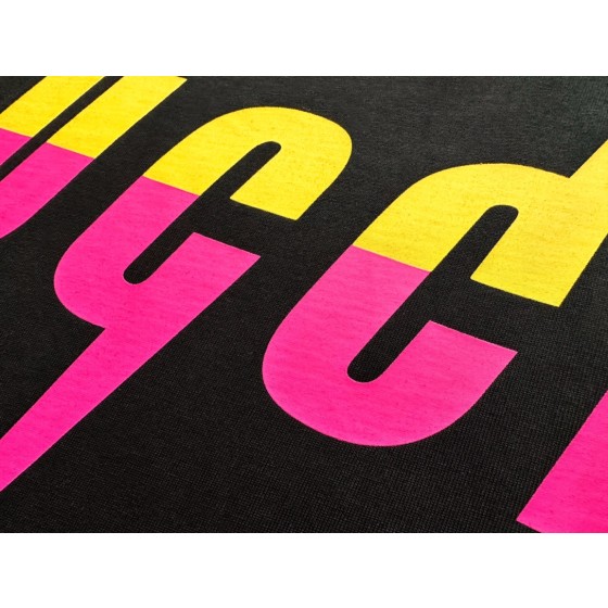Gucci Contrast Lightning Print Round Neck Short Sleeve