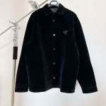 Prada all black flocked jacket