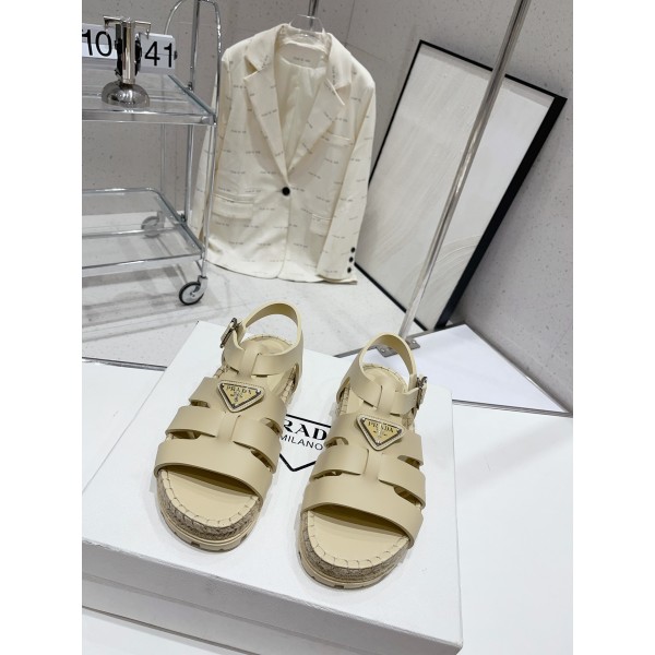 Prada Roman woven thick sole rubber sandals