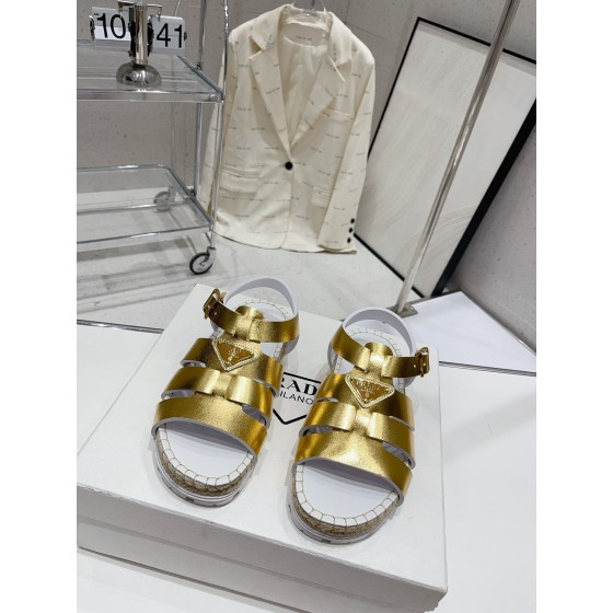 Prada Roman woven thick sole rubber sandals