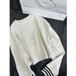PRADA Letter Embroidered Contrast Rib Cuff Sweater