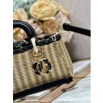 Dior ʏ  Horizontal Small Basket] Wicker Vegetable Basket Bag Book Tote