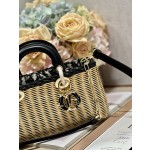 Dior ʏ  Horizontal Large Basket] Wicker Vegetable Basket Bag Book Tote