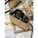 Dior ʏ  Horizontal Large Basket] Wicker Vegetable Basket Bag Book Tote