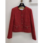 CHANEL Early Autumn Collection Vintage Red Fragrant Rough Tweed Coat