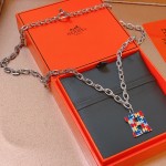 Hermes Diamond Hollow H Necklace