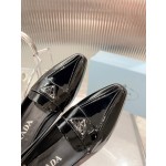 Prada lacquered leather bead fabric women's shoes