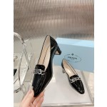Prada lacquered leather bead fabric women's shoes