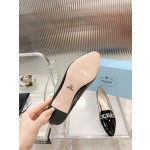 Prada lacquered leather bead fabric women's shoes