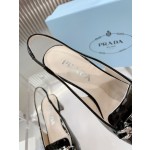Prada lacquered leather bead fabric women's shoes