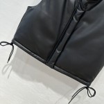 Prada short motorcycle bread jacket goose down leather vest