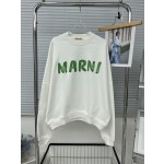 MARni brush printed logo round neck loose fitting sweater