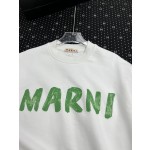 MARni brush printed logo round neck loose fitting sweater
