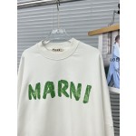 MARni brush printed logo round neck loose fitting sweater
