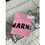 MARni brush printed logo round neck loose fitting sweater