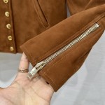 Celine silhouette gold buckle leather jacket