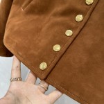 Celine silhouette gold buckle leather jacket