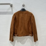 Celine silhouette gold buckle leather jacket