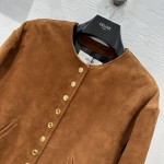 Celine silhouette gold buckle leather jacket