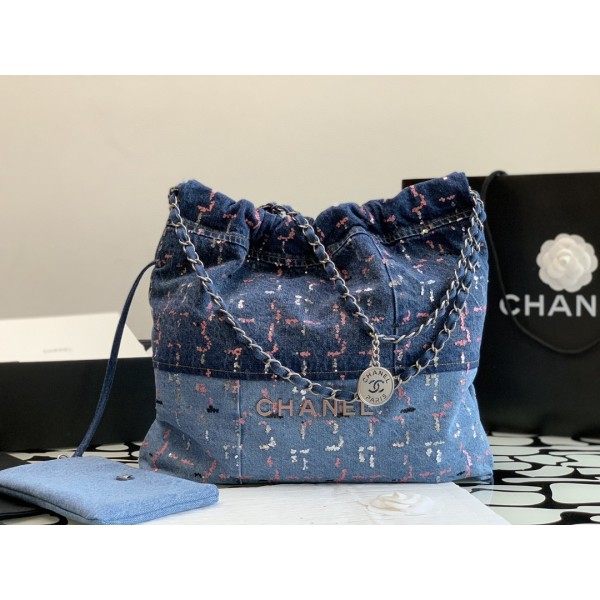 CHANEL 23A 22Bag Denim Garbage Bag 3261