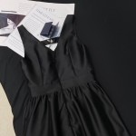 Satin twill inlaid triangle decoration V-neck sleeveless vest umbrella skirt