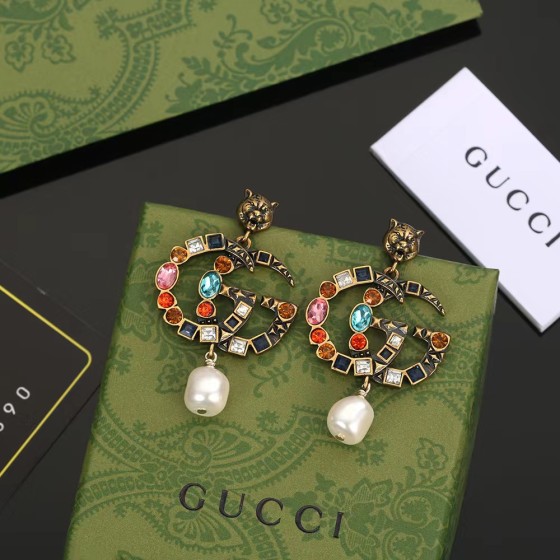Gucci Lion Head Colorful Diamond Earnails