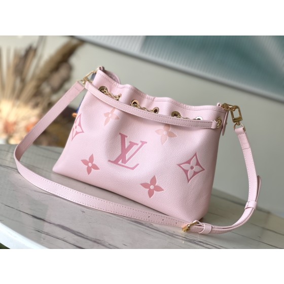 𝐋𝐎𝐔𝐈𝐒𝐕𝐔𝐈𝐓𝐓𝐎𝐍 M46492 pink silk screen full leather chain water bucket bag series