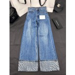 Celine's Early Autumn New Flared Logo Printed Jeans