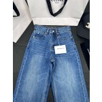 Celine's Early Autumn New Flared Logo Printed Jeans