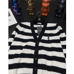 YS Pre Autumn New Black and White Striped Cardigan