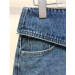 Crook Heart Bow Neck Denim Short Skirt